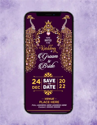 Peacock Themed Wedding Invitation