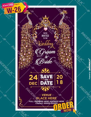 Peacock Themed Wedding Invitation