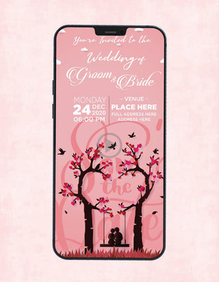 Pink Love Tree Save The Date E-Card