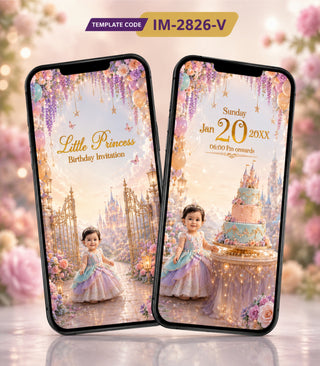 Princess Birthday Invitation Video  AI Fairytale Castle eInvite  IM-2826-V