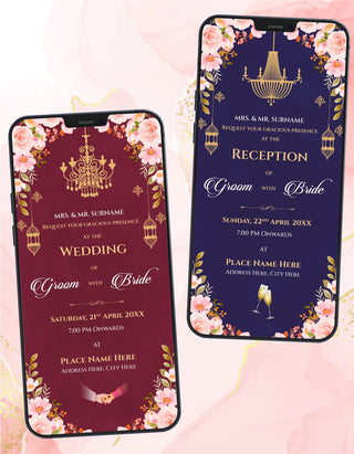 Punjabi Caricature Multiple Events Wedding Invitation Pdf Card