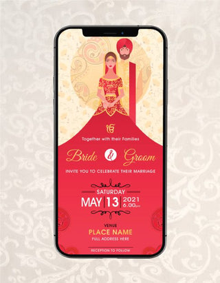 Punjabi Cartoon Couple Wedding Invite