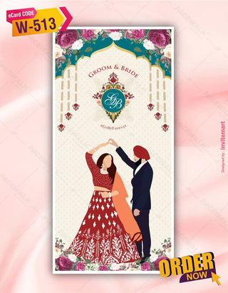 Punjabi Sikh Wedding Caricature Invite 