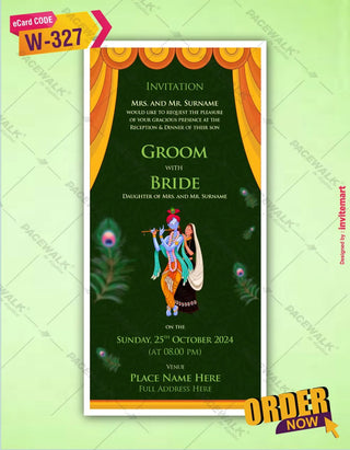 Radha Krishna Theme Wedding Invitation Card