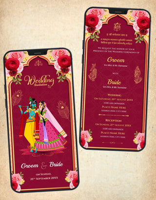 Radha Krishna Wedding Invitation Card 