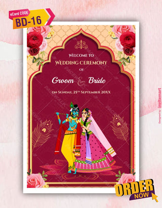 Radha Krishna Wedding Signage Board Design