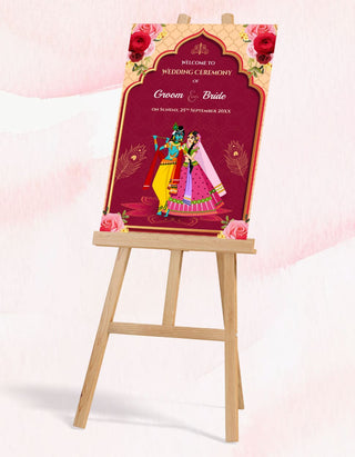 Radha Krishna Wedding Signage Board Design