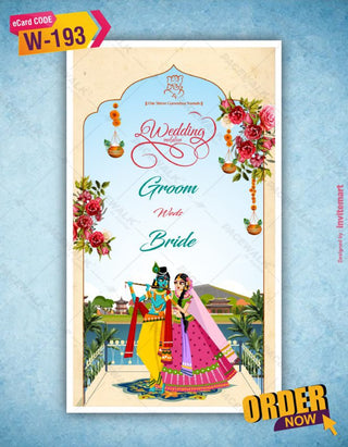 Radhe Krishna Wedding Invitation Card