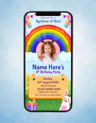 Rainbow Theme Birthday Invitation 