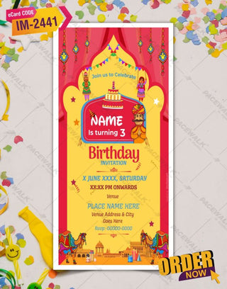 Rajasthani Theme Birthday Invitation