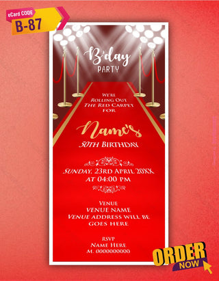 Red Carpet 50th Birthday Party Invitation 