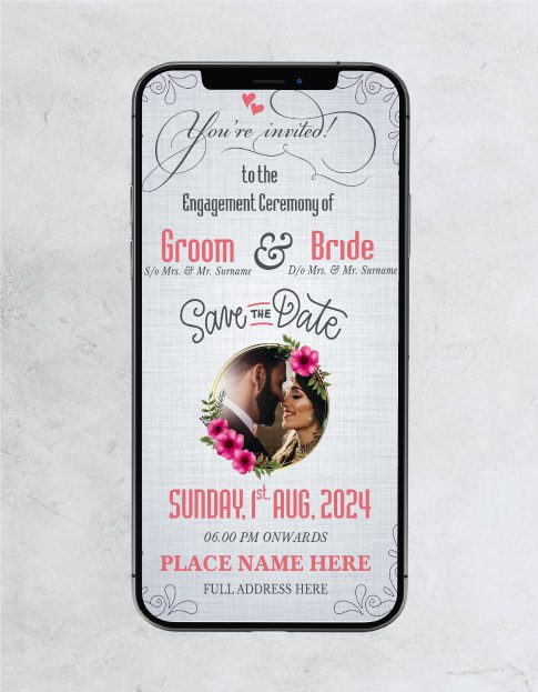 Send Ring Invitations Ring Ceremony Invitation Cards Online | Floral Photo Save The Date E-I ...