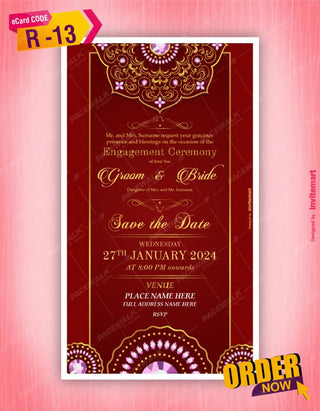 Ring Ceremony Invitation Card Indian 