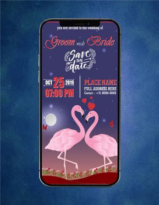 Romantic Flamingo Wedding Save the Date Card