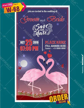 Romantic Flamingo Wedding Save the Date Card