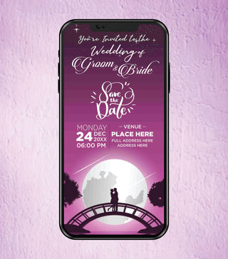 Romantic Purple Moonlight Save the Date