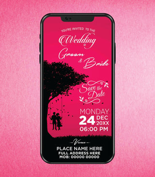 Romantic Swing Silhouette Wedding Invite