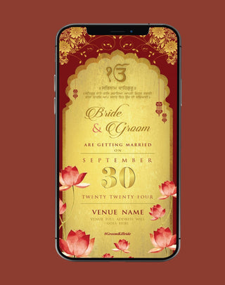 Royal Punjabi Floral Wedding Invite 