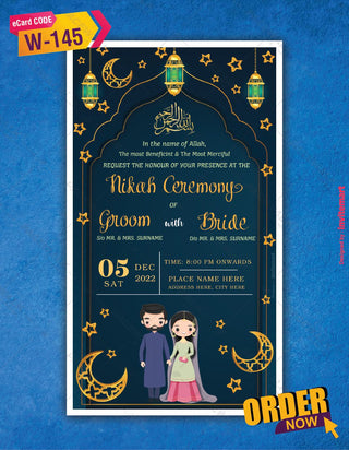 Royal Blue Nikah Invitation 