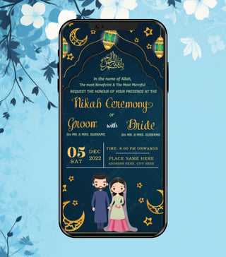 Royal Blue Nikah Invitation Video