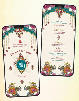 Royal Elephant Baraat Wedding Invitation
