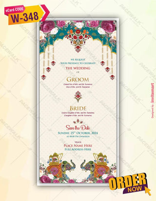 Royal Elephant Baraat Wedding Invitation