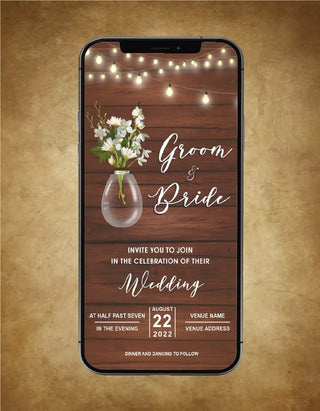 Rustic Mason Jar Wedding Invitation