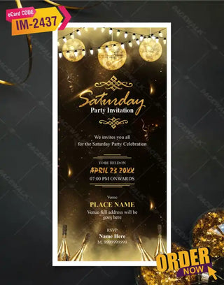 Saturday Party Invitation Card 