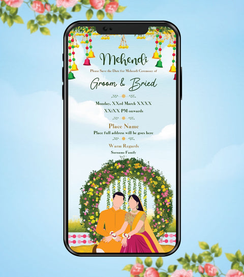Save the Date: Mehndi Ceremony Invitation Card 