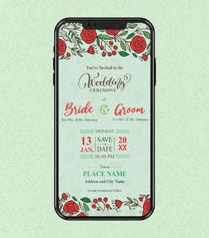 Save the Date Template | Floral Wedding Ceremony eCard | W-162