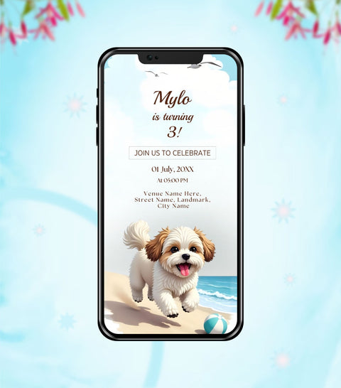 Shih Tzu Dog Birthday Invitation