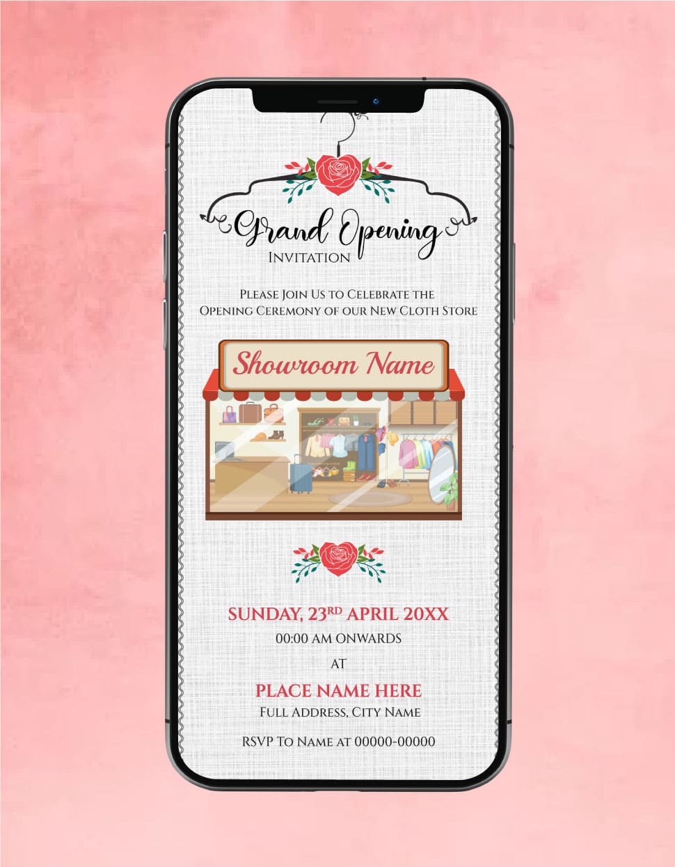Shop Invitation Example Showroom Opening Invitation Card | Clothing Store Launch Design | IM-2 ...