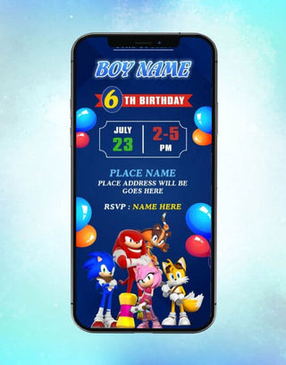 Sonic The Hedgehog Birthday Invitation