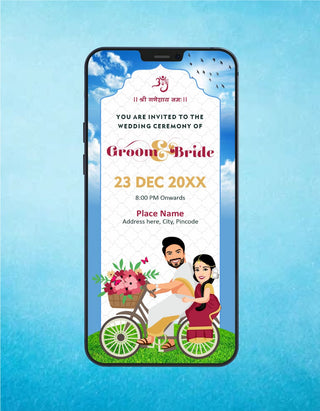 South Indian Caricature Wedding Invitation