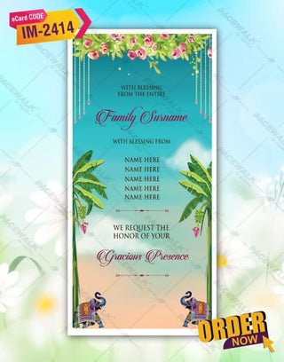 South Indian Caricature Wedding Invite Card