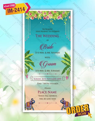 South Indian Caricature Wedding Invite Card