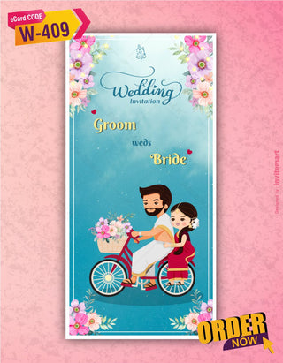 South Indian Cartoon Wedding Invitation Card 