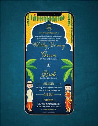 South Indian Cartoon Wedding Invite