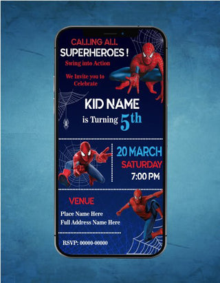 Spiderman Birthday Invitation Card 