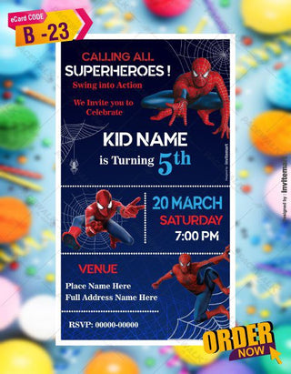 Spiderman Birthday Invitation Card 