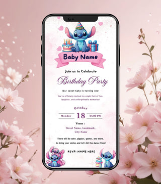 Stitch Baby Party Invitation Card 