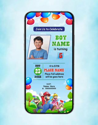 Mario Birthday Party Invite