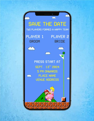 Super Mario Themed Wedding Invitation