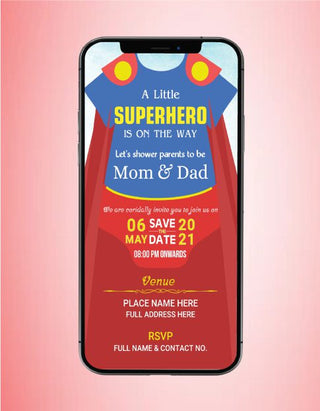 Superhero Baby Shower Invitation Card 