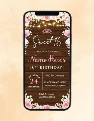 Sweet 16 Birthday Party Invitation Card