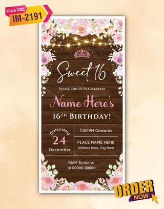 Sweet 16 Birthday Party Invitation Card | IM-2191 - InviteMart