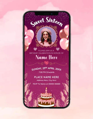 Sweet Sixteen Birthday Invitation Card