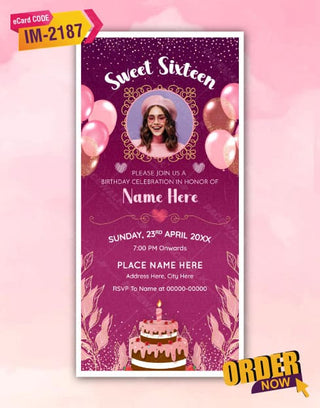 Sweet Sixteen Birthday Invitation Card