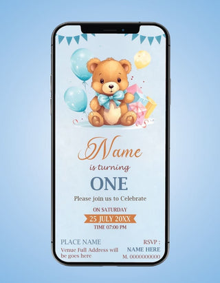 Teddy Bear Birthday Invitation Card 