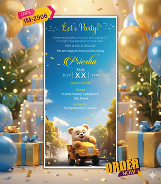 Teddy Bear 1st Birthday Invitation